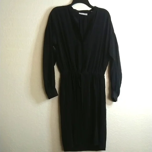 Vince Shirred Sleeve Silk drawstring Casual Dress sz M